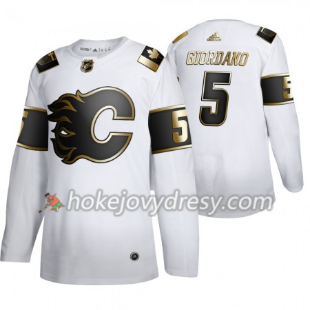 Pánské Hokejový Dres Calgary Flames Mark Giordano 5 Adidas 2019-2020 Golden Edition Bílá Authentic